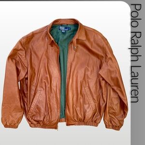 POLO RALPH LAUREN Mens Leather Bomber Jacket - M